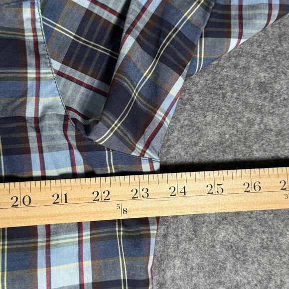 Bit & Bridle Shirt Men Large Black Red Plaid Short Sleeve Pearl Snap Flap Pocket - Picture 4 of 5